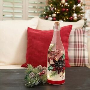 NWT Pretty In Plaid Bottle Lighting Table Decor